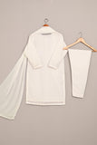 RTW-246-White -  3Pc Ready to Wear Embroidered Chiffon Dress