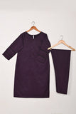 STP-209A-Purple - 2Pc Ready to Wear Cotton Silk Solid Dress