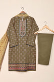 3SP-22A-Green - 3PC COTTON EMBROIDERED DRESS