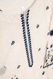 3SP-12A-White - 3PC COTTON EMBROIDERED Dress With Chiffon Embroidered Dupatta