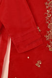 RTW-255-Red - 3Pc Ready to Wear Embroidered Premium Adda Work Organza Dress