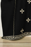 3SP-4C-BLACK - 3PC CAMBRIC EMBROIDERED Dress With Chiffon Embroidered Dupatta