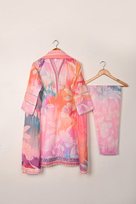 PD-01 - 3 Piece Ready To Wear Digital Printed Poly-Cam Dress