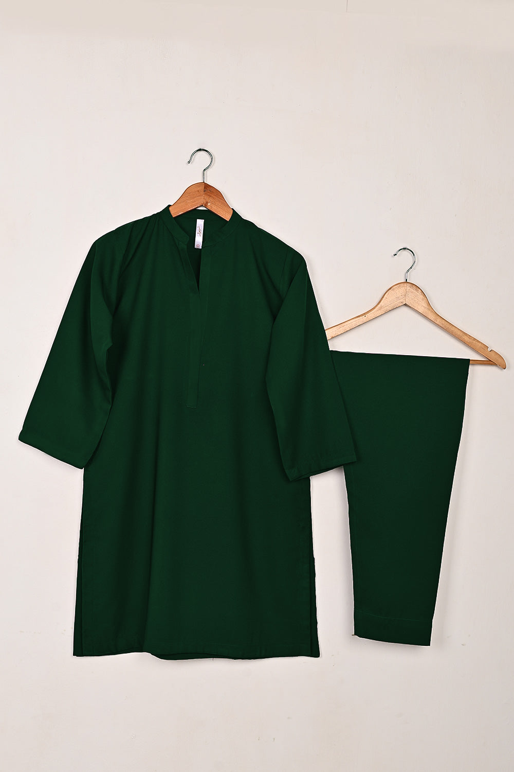 STP-221H-Bottle Green - 2Pc Ready to Wear Malai Solid Dress