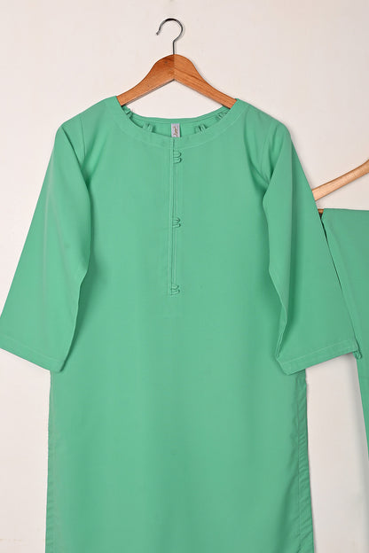 STP-234B-Aqua Green - 2Pc Ready to Wear Malai Solid Dress