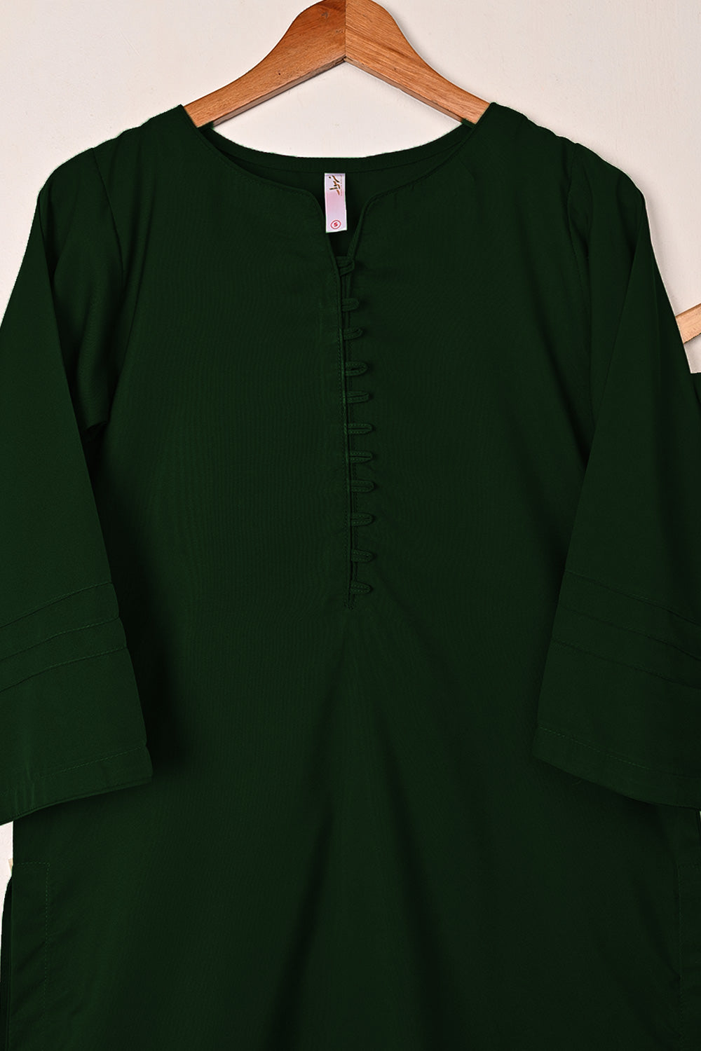 STP-235E-Bottle Green - 2Pc Ready to Wear Malai Solid Dress