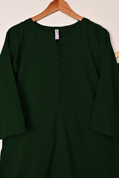 STP-235E-Bottle Green - 2Pc Ready to Wear Malai Solid Dress