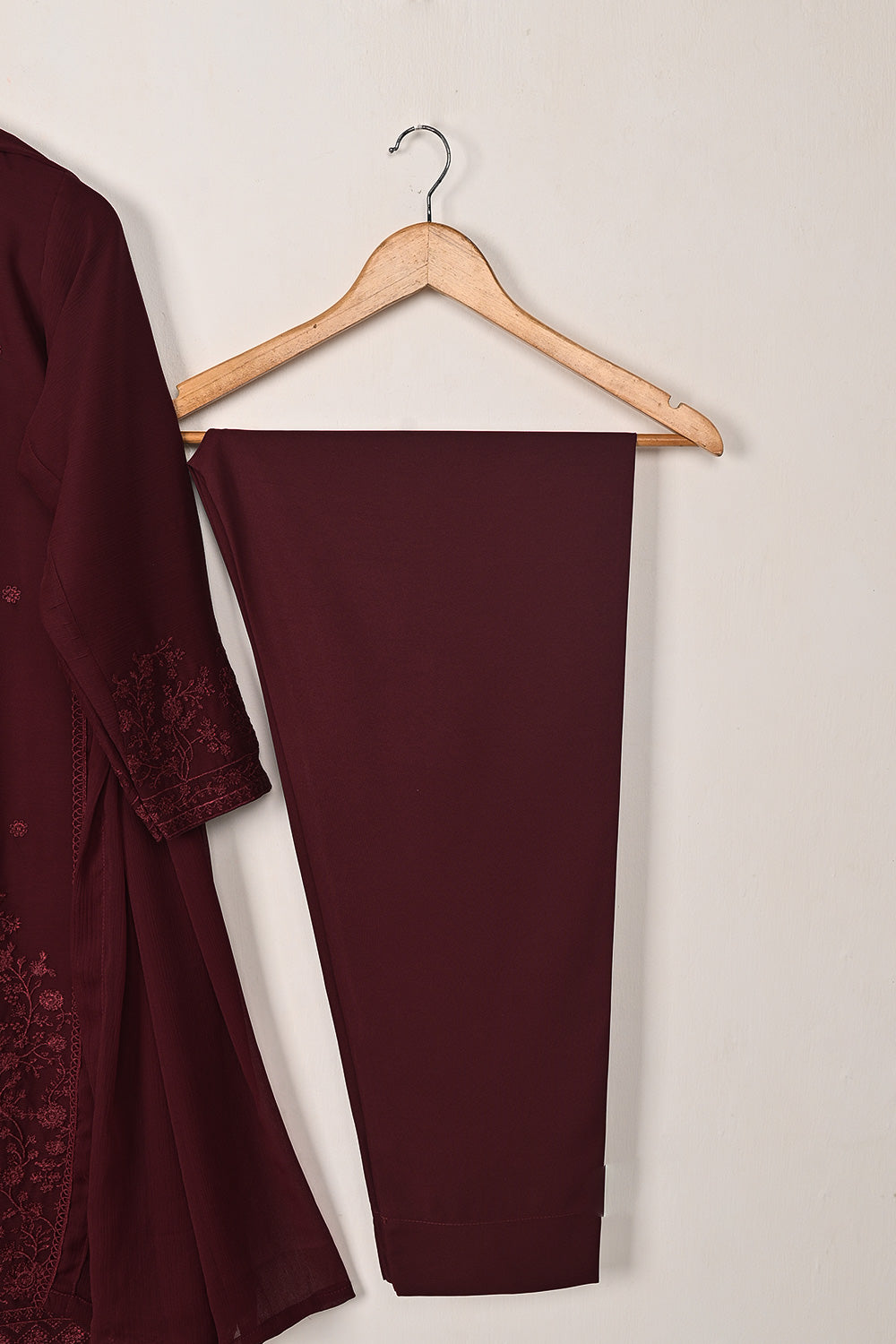 RTW-288-Maroon -  3Pc Ready to Wear Embroidered Chiffon Dress