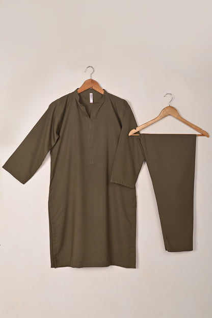 STP-221P-Brown - 2Pc Ready to Wear Malai Solid Dress