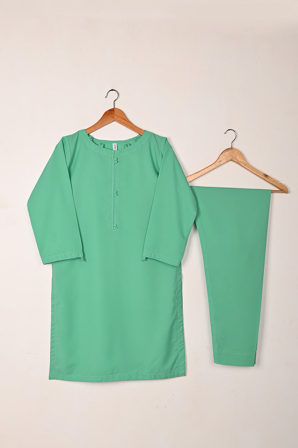 STP-234B-Aqua Green - 2Pc Ready to Wear Malai Solid Dress