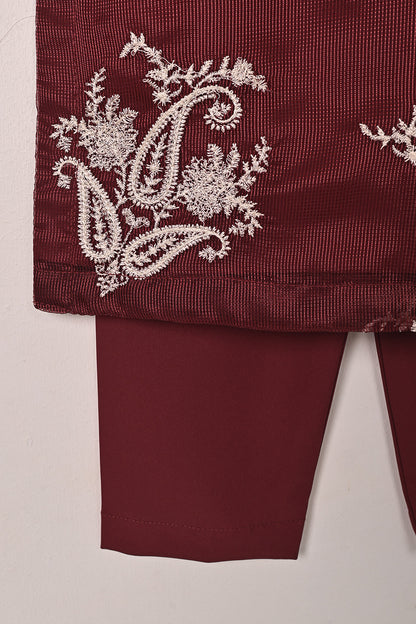 TKF-284-Maroon- Kids 3Pc Ready to Wear Javeria Net Embroidered Formal Dress