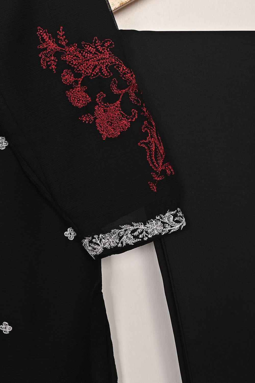 RTW-282-Black -  3Pc Ready to Wear Embroidered Chiffon Dress