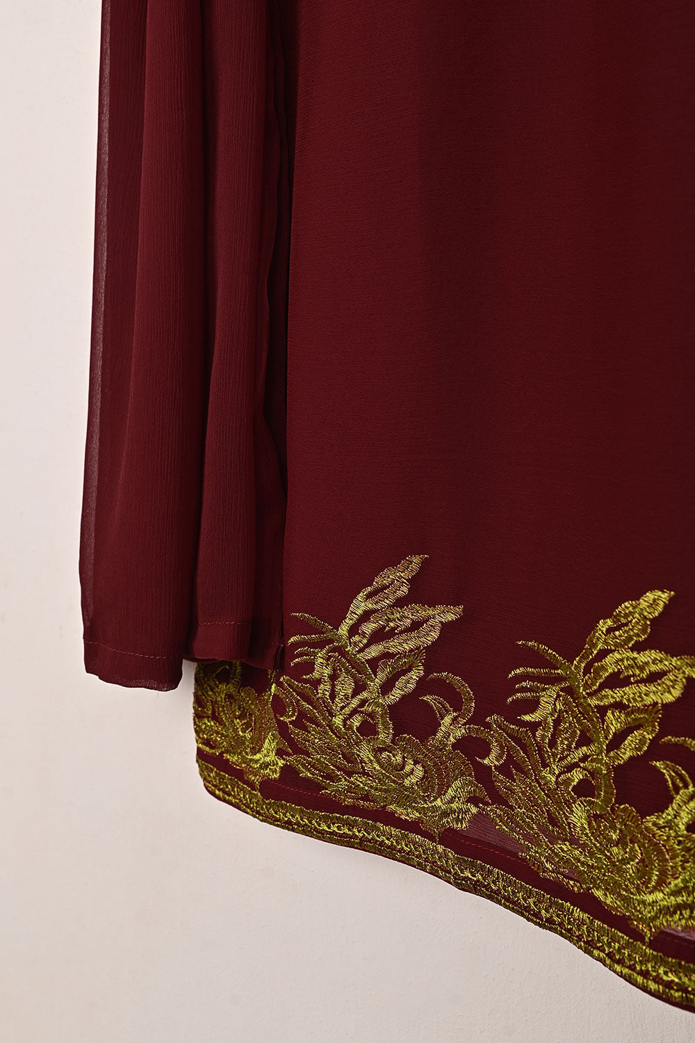 RTW-309-Maroon -  3Pc Ready to Wear Embroidered Chiffon Dress