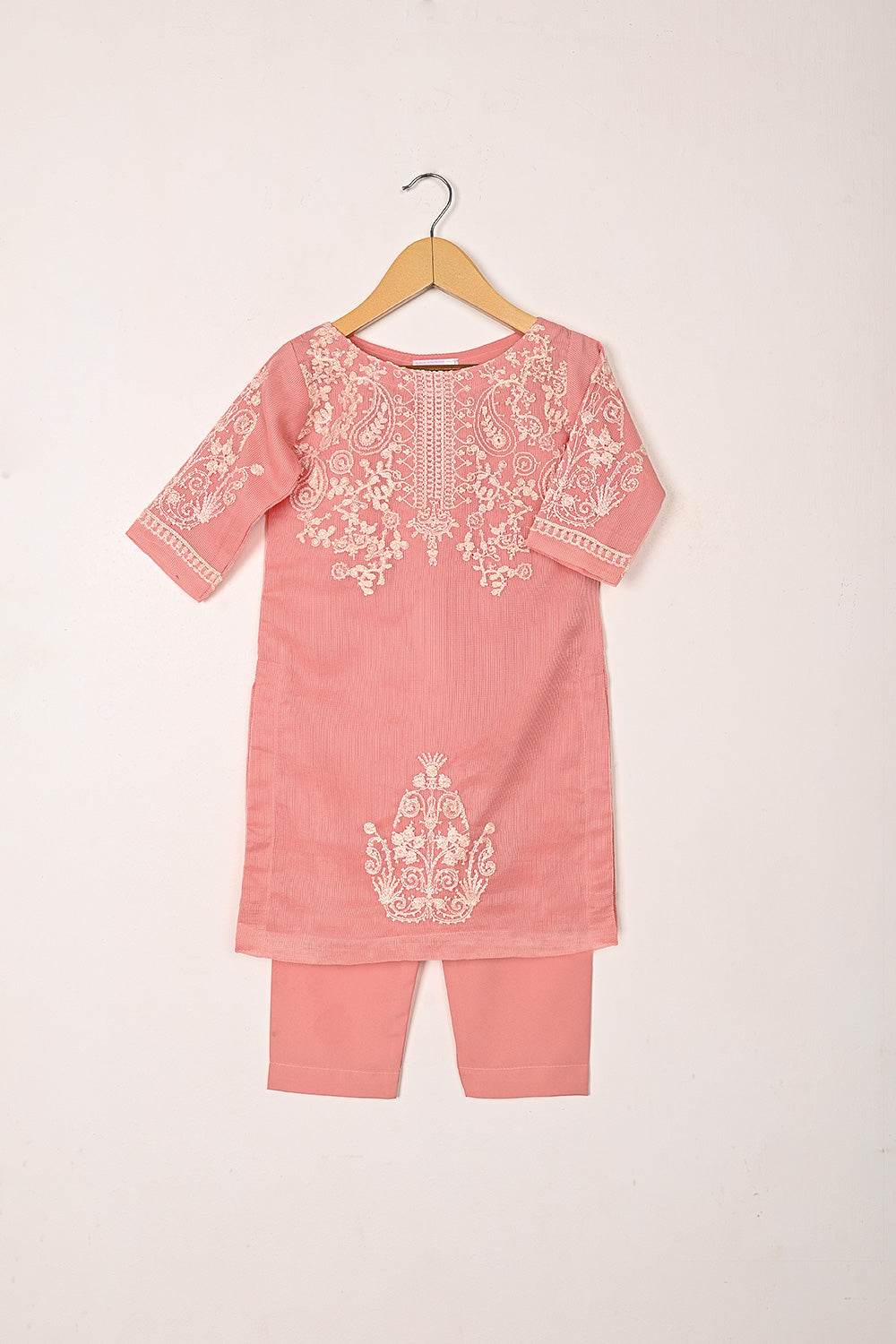 TKF-304-Peach - Kids 3Pc Ready to Wear Javeria Net Embroidered Formal Dress