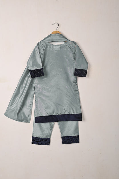 TKF-303-Grey - Kids 3Pc Ready to Wear Silk Formal Dress