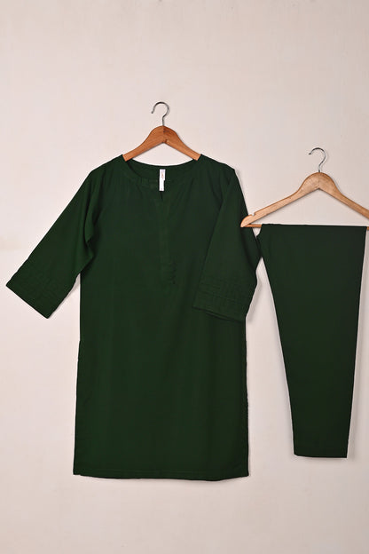 STP-225D-Green - 2Pc Ready to Wear Malai Solid Dress