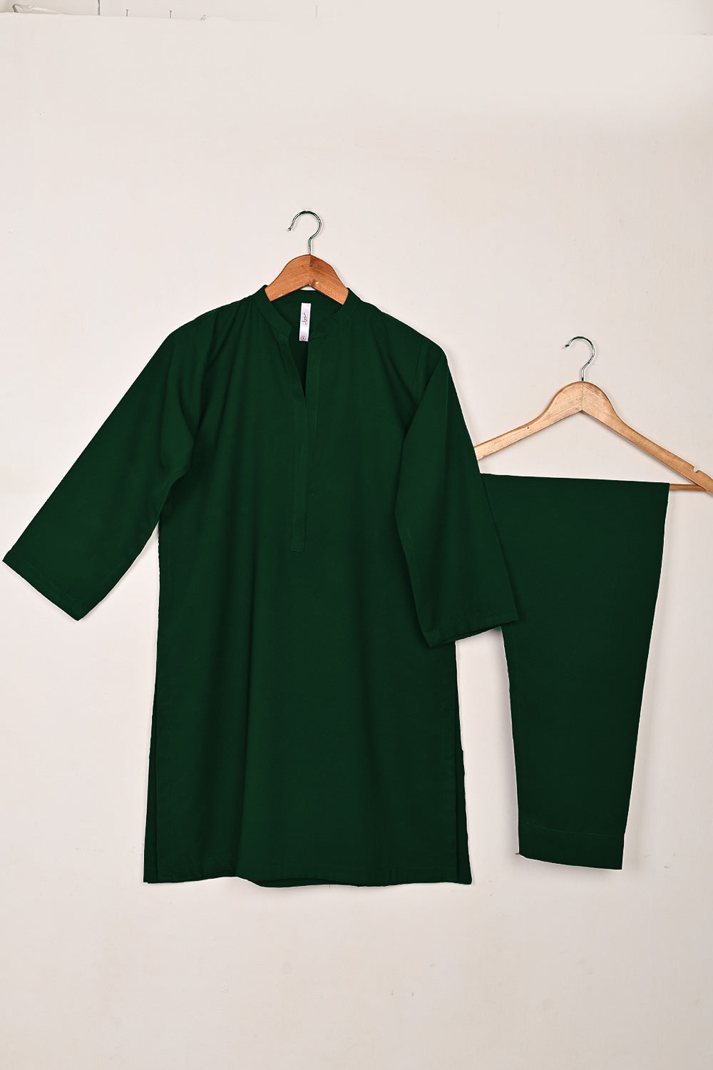 STP-221H-Bottle Green - 2Pc Ready to Wear Malai Solid Dress