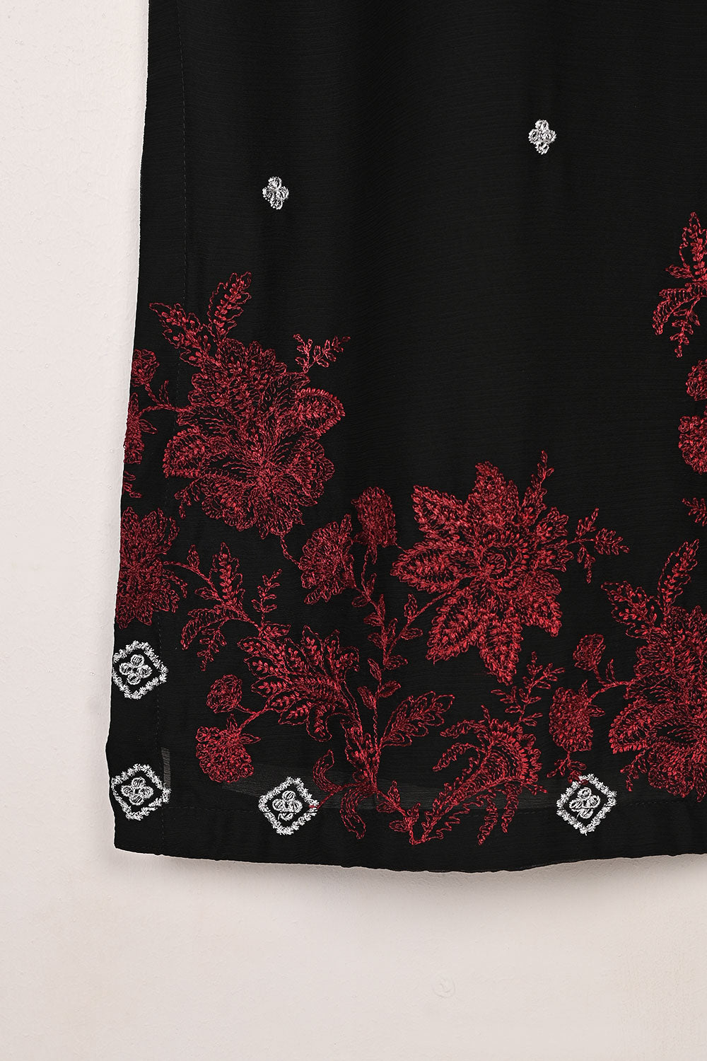 RTW-282-Black -  3Pc Ready to Wear Embroidered Chiffon Dress