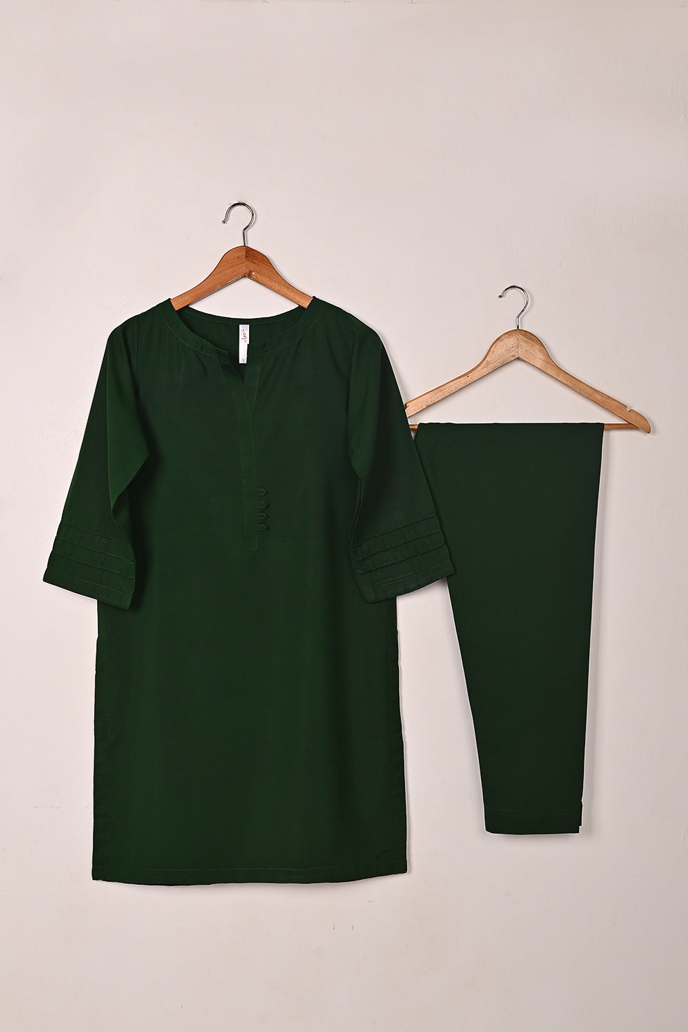 STP-225D-Green - 2Pc Ready to Wear Malai Solid Dress