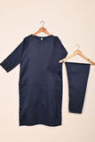 STP-188-Blue - 2Pc Silk Laser Cutwork Dress