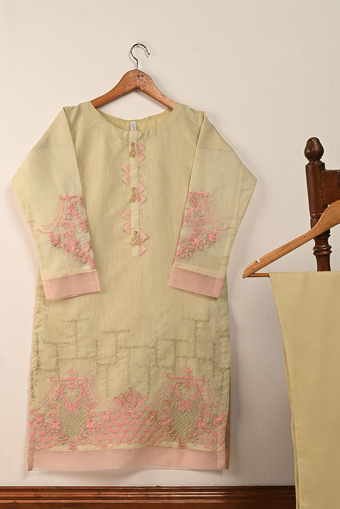 STP-178-Skin - 2Pc Paper Cotton Embroidered Dress