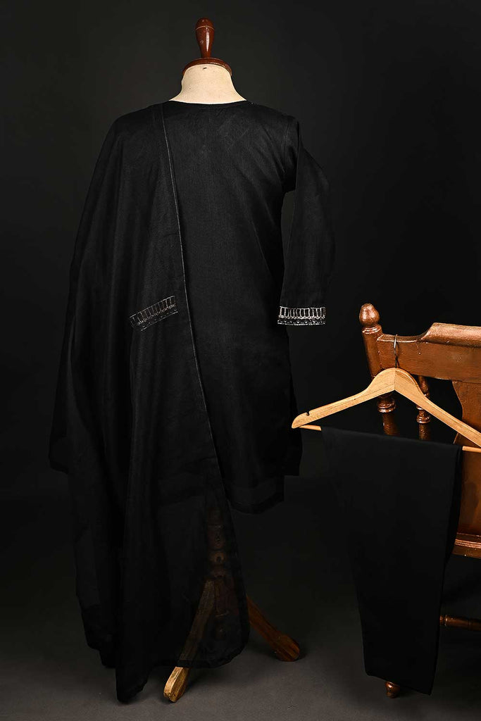 RTW-155-Black - 3Pc Stitched Khaadi Net Embroidered Dress
