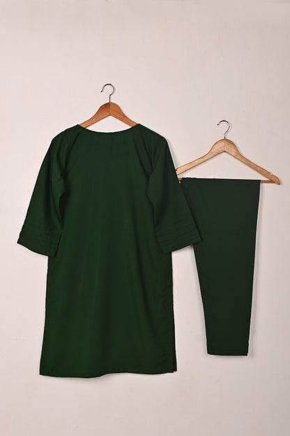 STP-225D-Green - 2Pc Ready to Wear Malai Solid Dress