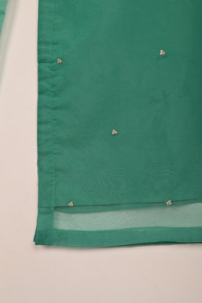 RTW-237-Sea Green - 3Pc Ready to Wear Embroidered Premium Adda Work Organza Dress