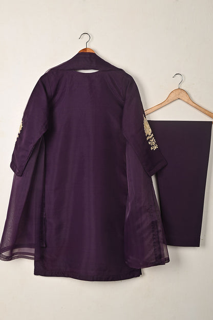 RTW-332-Purple -  3Pc Ready to Wear Embroidered Organza Dress