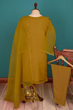 RTW-157-Mustard - 3Pc Stitched Organza Embroidered Cut Work Dress