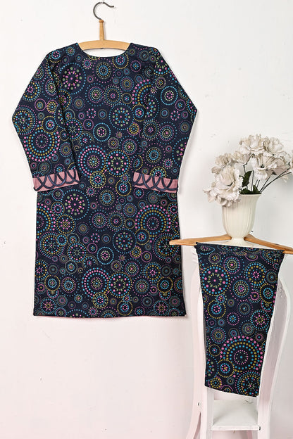 CPTP-8A-NavyBlue - 2Pc Ready to Wear Cotton Printed Co-Ord Dress