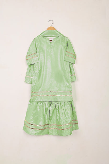 TKF-279-Pista - Kids 3Pc Ready to Wear Silk Formal Gharara Dress