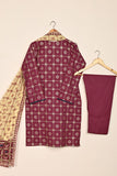 3SP-22B-Maroon - 3PC COTTON EMBROIDERED DRESS
