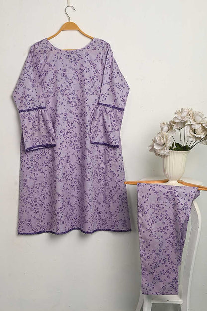 CPTP-17B-Purple - 2Pc Ready to Wear Cotton Printed Co-Ord Dress