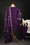 RTW-137-Purple - 3Pc Stitched Organza Dress