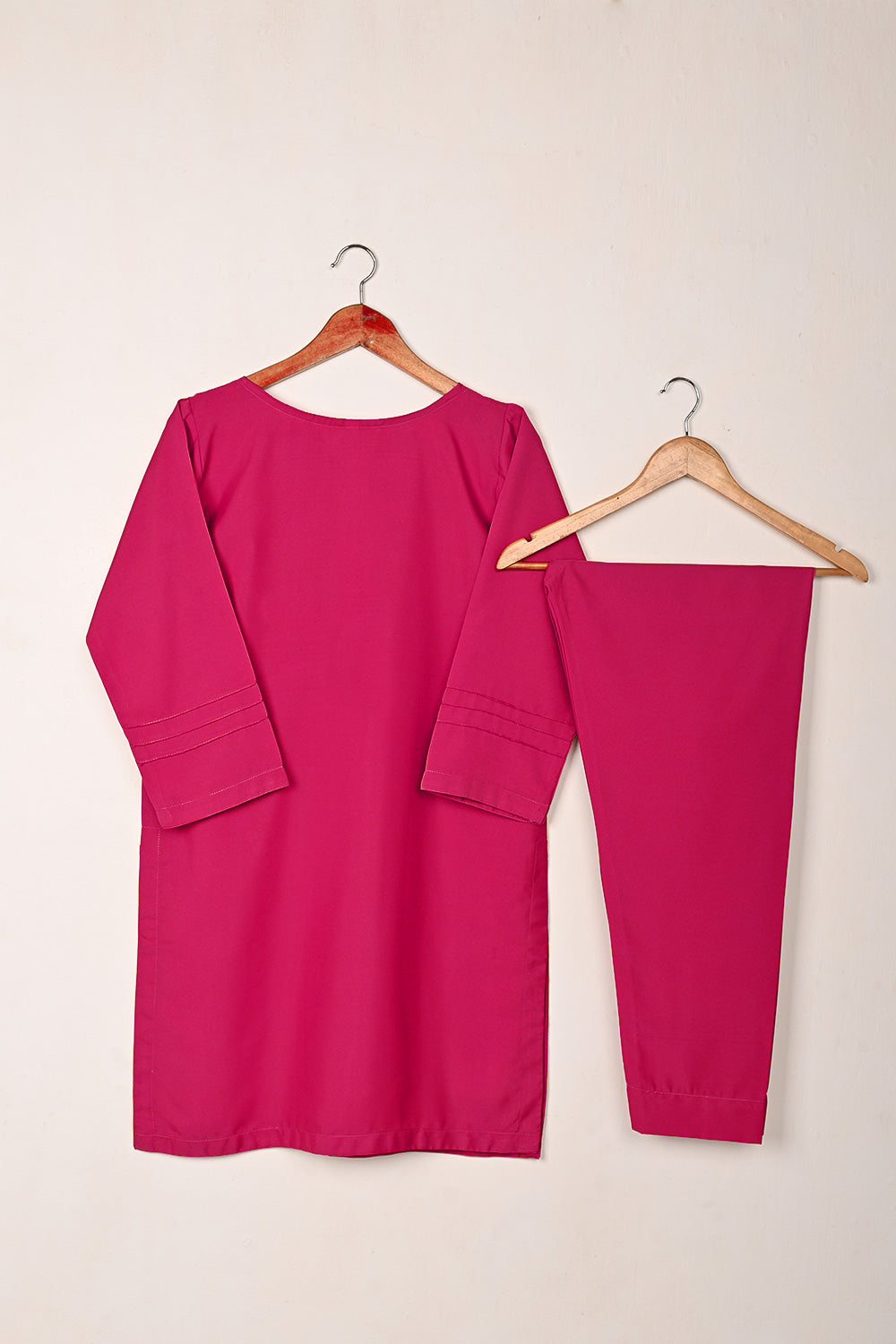 STP-225N- Fuchsia - 2Pc Ready to Wear Malai Solid Dress