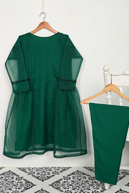 STP-145B-Green - 2Pc Organza Frock With Malai Trouser