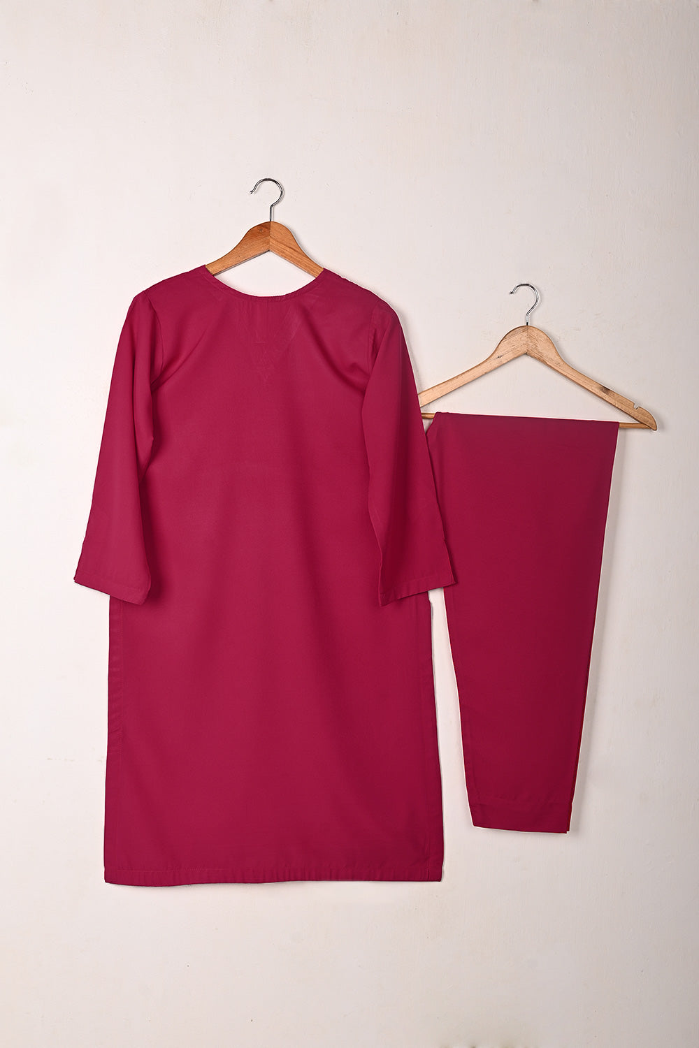 STP-255A-Fuchsia  - 2Pc Ready to Wear Malai Solid Dress