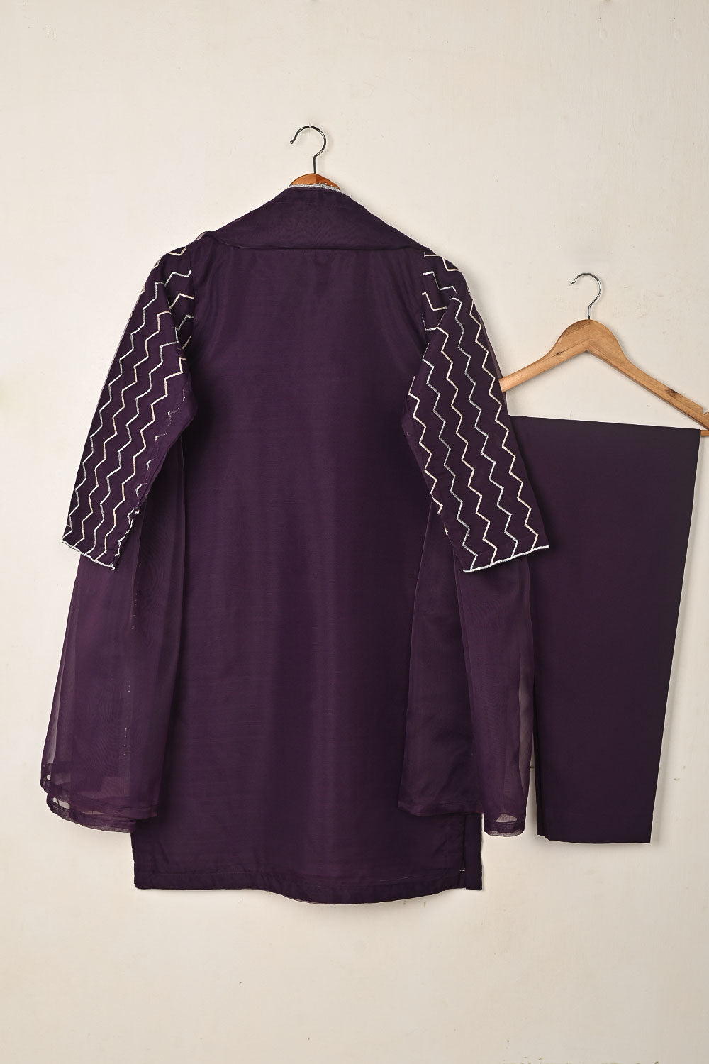 RTW-329-Purple -  3Pc Ready to Wear Embroidered Organza Dress