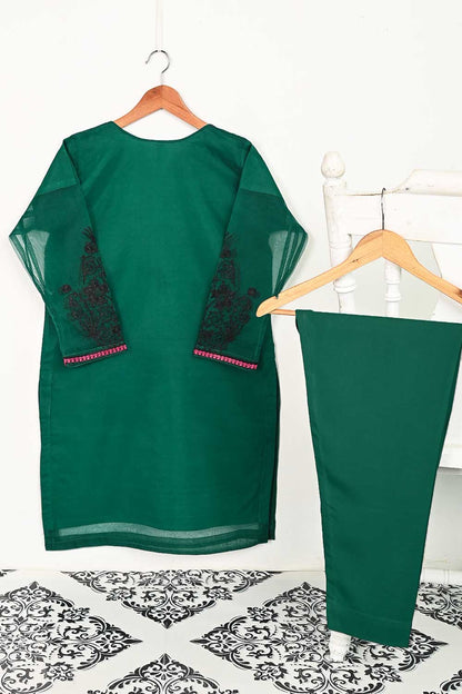 STP-141A-Green - 2Pc Organza Embroidered With Malai Trouser