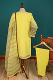RTW-140-Yellow - 3Pc Stitched Organza Dress