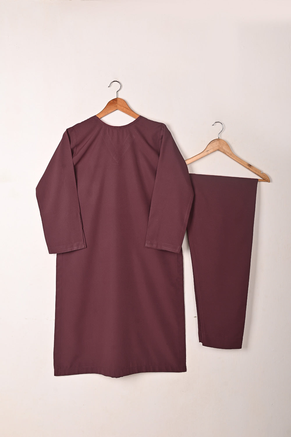 STP-255B-Plum  - 2Pc Ready to Wear Malai Solid Dress