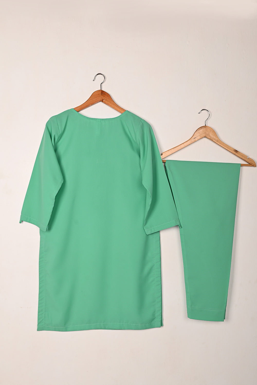 STP-234B-Aqua Green - 2Pc Ready to Wear Malai Solid Dress