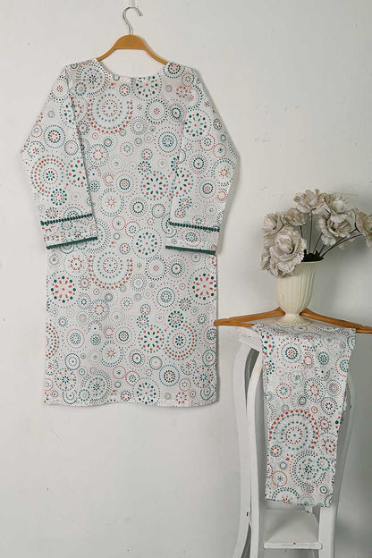 CPTP-8C-White - 2Pc Ready to Wear Cotton Printed Co-Ord Dress