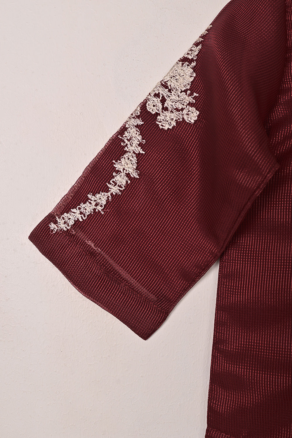 TKF-284-Maroon- Kids 3Pc Ready to Wear Javeria Net Embroidered Formal Dress