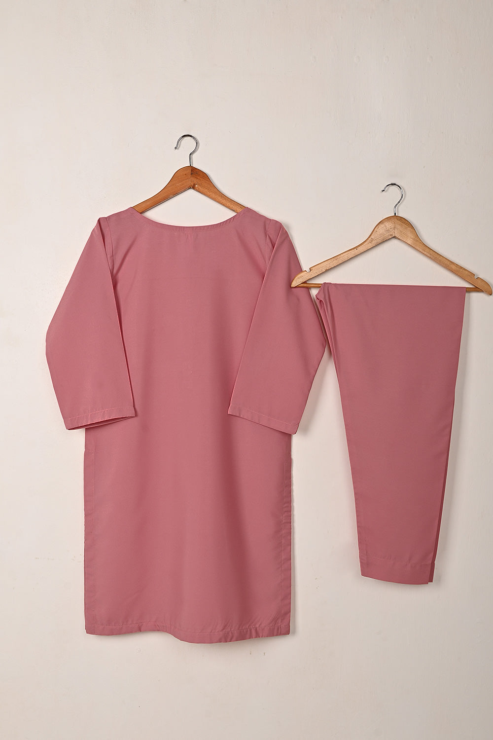 STP-229B-Tea Pink - 2Pc Ready to Wear Malai Solid Dress