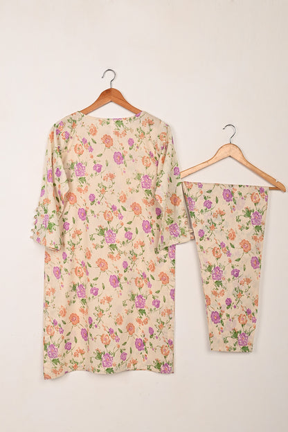 STP-223A-Peach- 2 Pc Ready to Wear Cotton Printed Co-Ord Dress