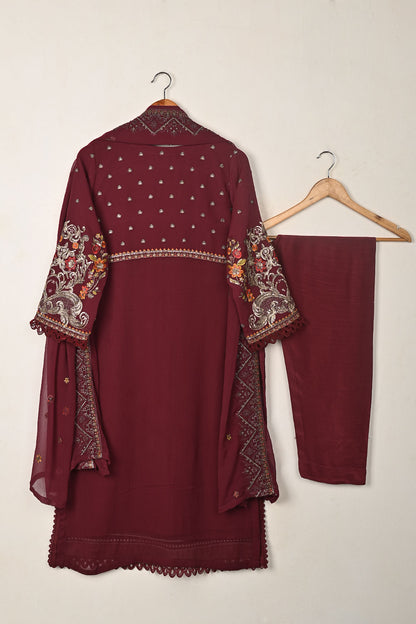 RTW-327 - 3Pc Ready to Wear Embroidered Chiffon Dress