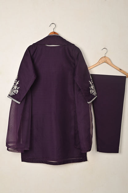 RTW-330-Purple -  3Pc Ready to Wear Embroidered Organza Dress