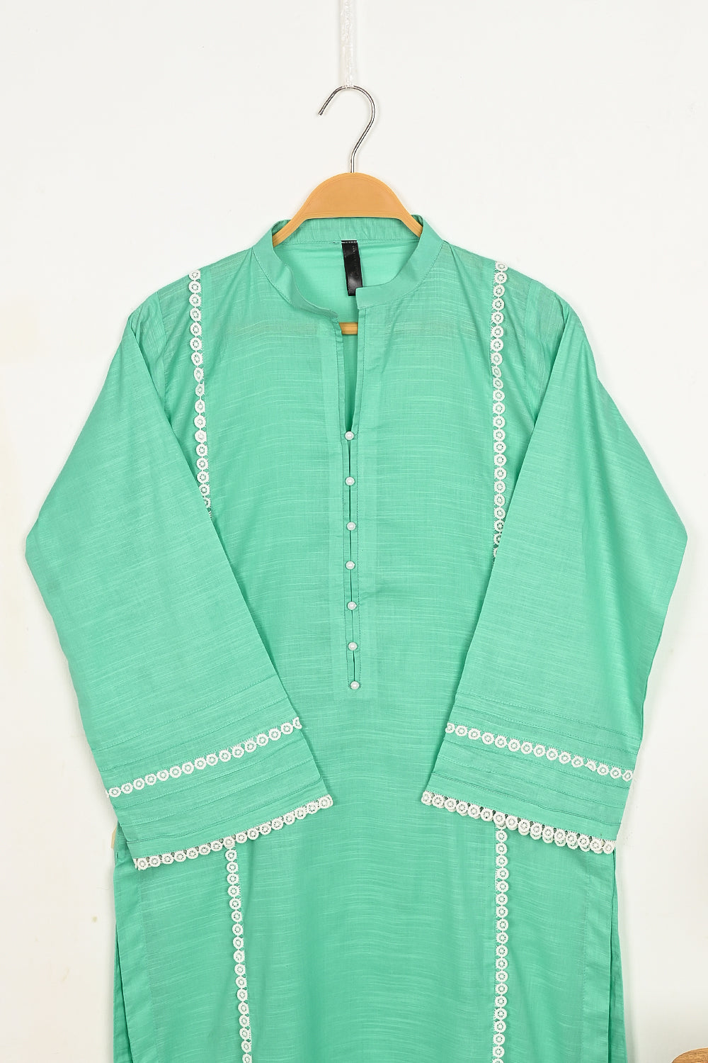 LSTP-1A-Sea green - 2Pc Ready to Wear Lawn Slub Dress